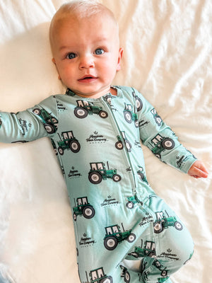 Bamboo AFC Green Tractor Baby Pajamas