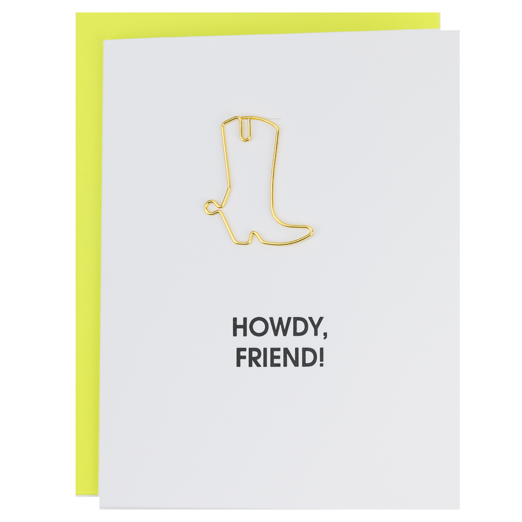 Howdy Friend - Paper Clip Letterpress Card