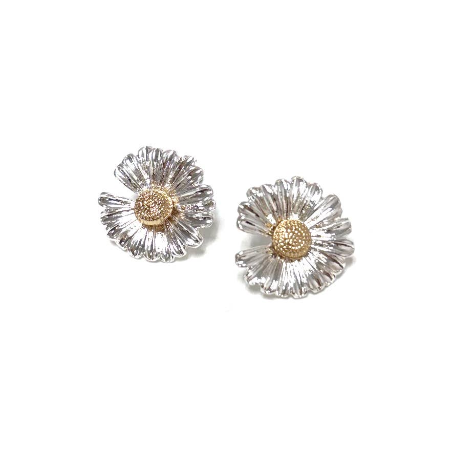 Brass Flower Plated Stud Earrings