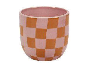 Checkered Print Ceramic Planter