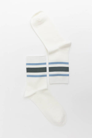 Retro Stripe Crew Socks - Slate Blue