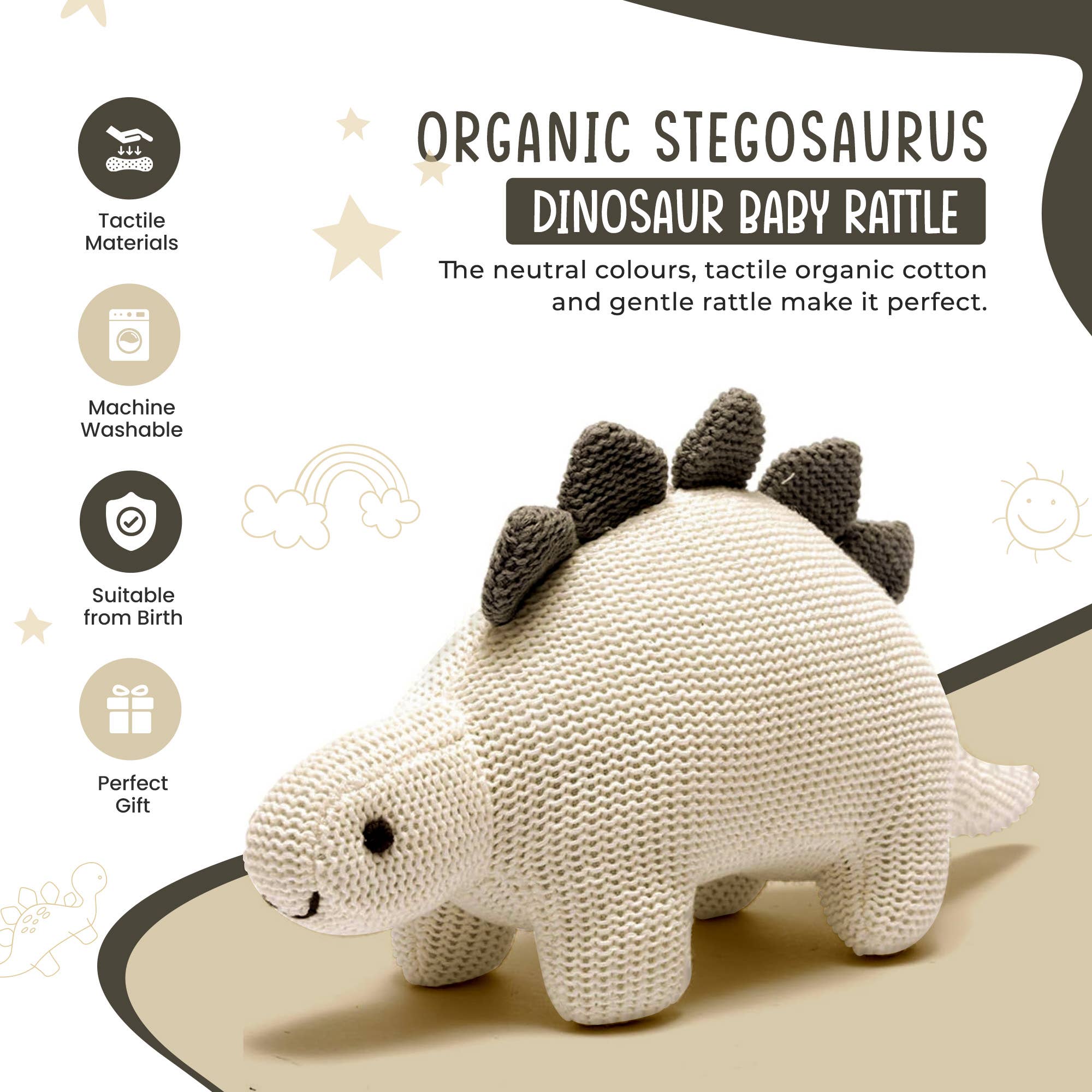 Knit Stegosaurus Dinosaur Rattle