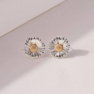 Brass Flower Plated Stud Earrings