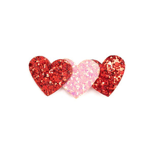 Pink and Red Glitter Hearts Valentine's Day Clip - Kids