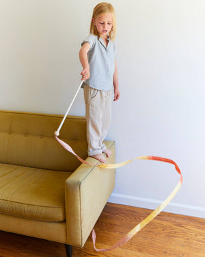 Boho Rainbow Silk & Wood Streamer - Wand for Pretend Play