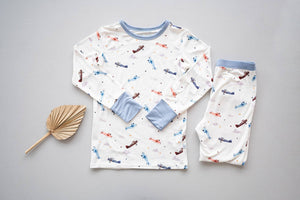 Two-Piece Pajama Set - Vintage Airplane