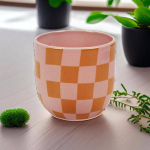 Checkered Print Ceramic Planter