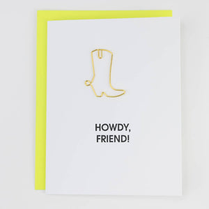 Howdy Friend - Paper Clip Letterpress Card