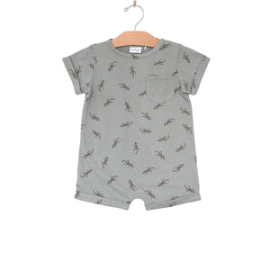 Short Sleeve Romper- Salamander- Pond