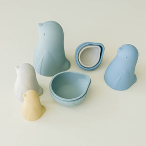 Sea Blue Multi Mix Silicone Nesting Penguin Set