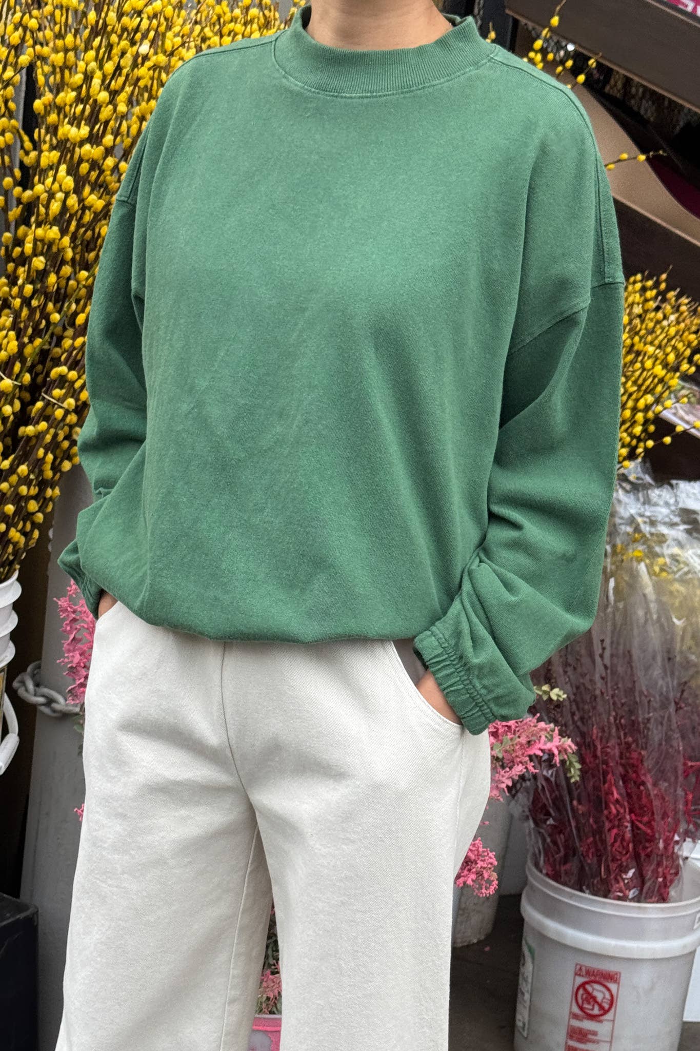 Daisy Long Sleeve Top Basil