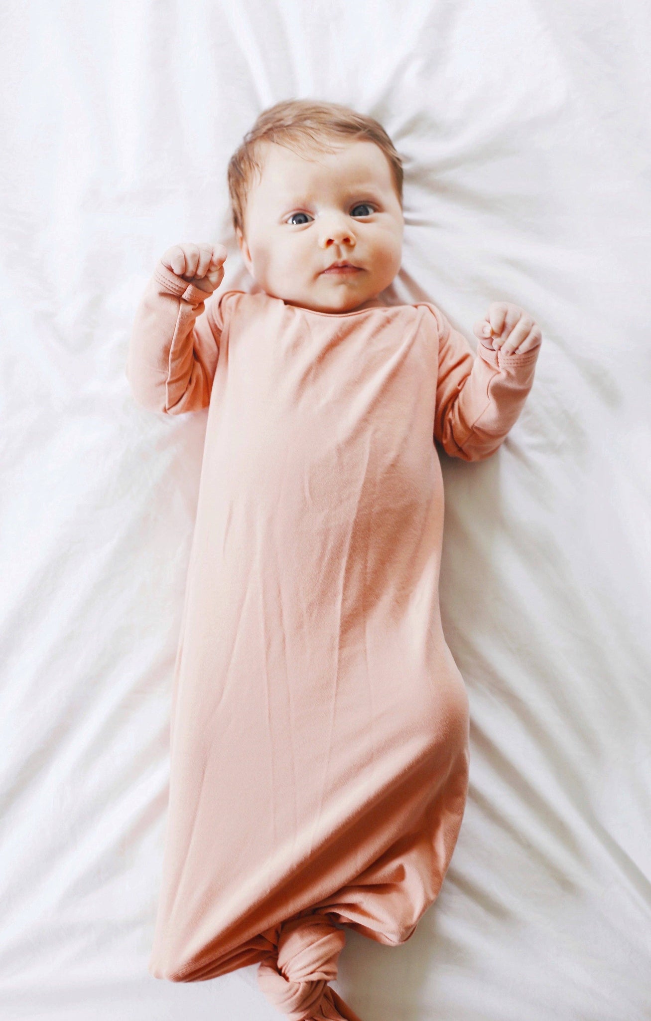 Dusty Rose Organic Cotton Knotted Gown: 0-3 Months