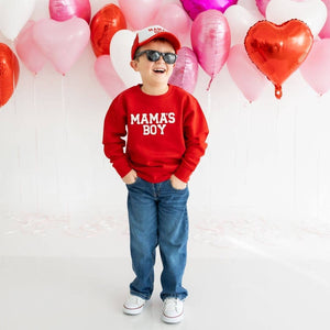 Mama's Boy Valentine's Day Kids Trucker Hat - Red/White