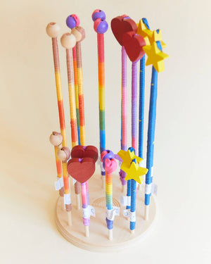 Boho Rainbow Silk & Wood Streamer - Wand for Pretend Play