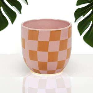 Checkered Print Ceramic Planter