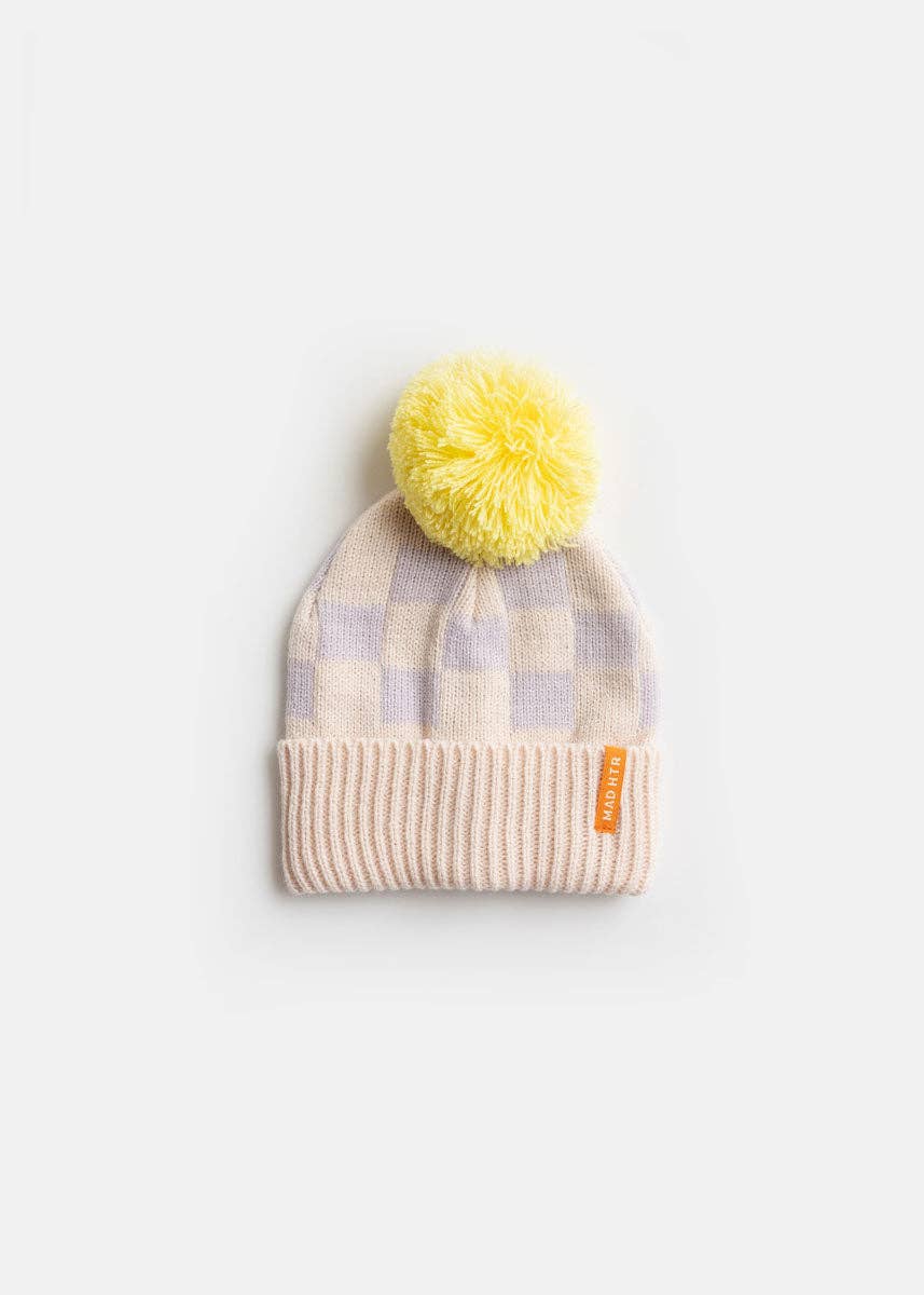 Toddler Mad Hatter Checkered Beanie - Lavender