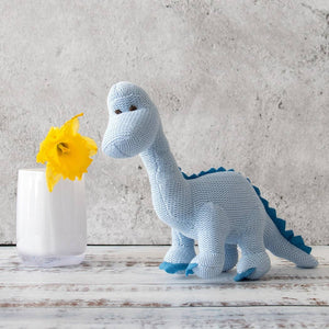 Blue Diplodocus Dinosaur Baby Rattle