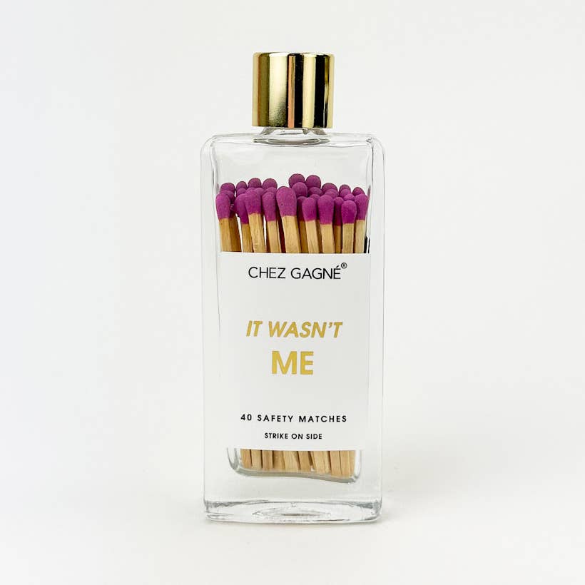 It Wasn't Me Matches - Glass Bottle Matchsticks - Bright Purple