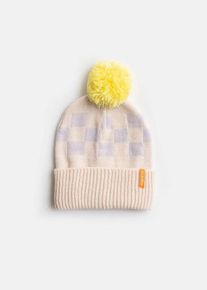 Youth Mad Hatter Checkered Beanie - Lavender