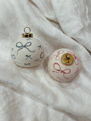 Hand Painted Ceramic Bow Ornament