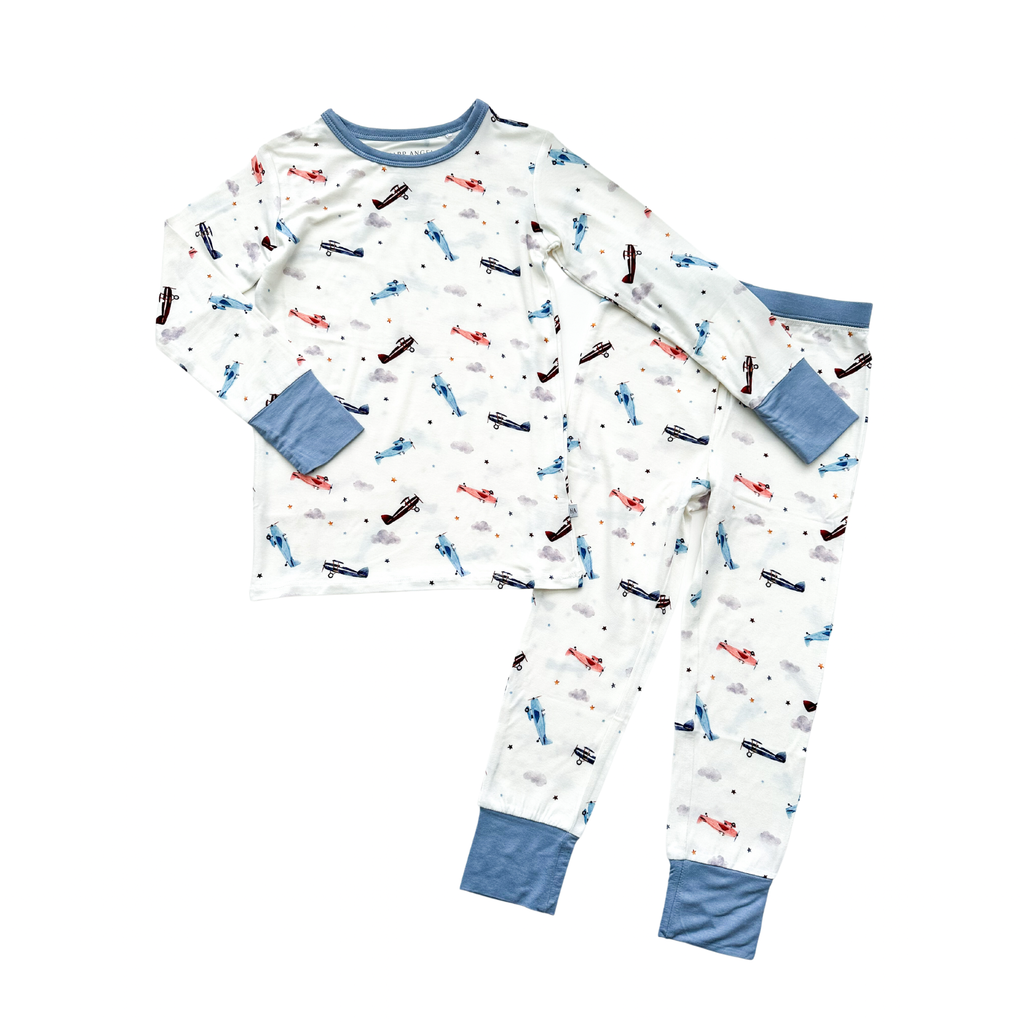 Two-Piece Pajama Set - Vintage Airplane