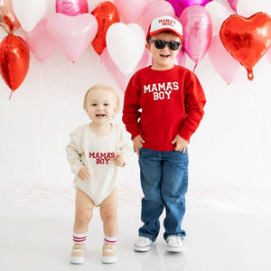 Mama's Boy Valentine's Day Kids Trucker Hat - Red/White