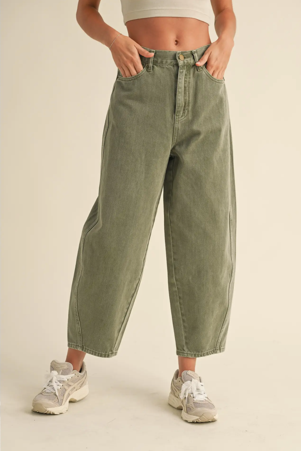 Washed Barrel Pants Olive