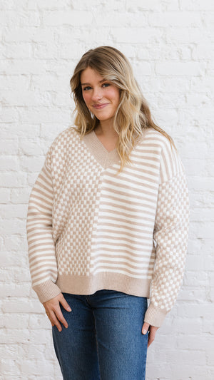 Frenchie Sweater Ivory/Taupe