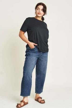 Harlow High Rise Barrel Jean, Dark Aged Vintage