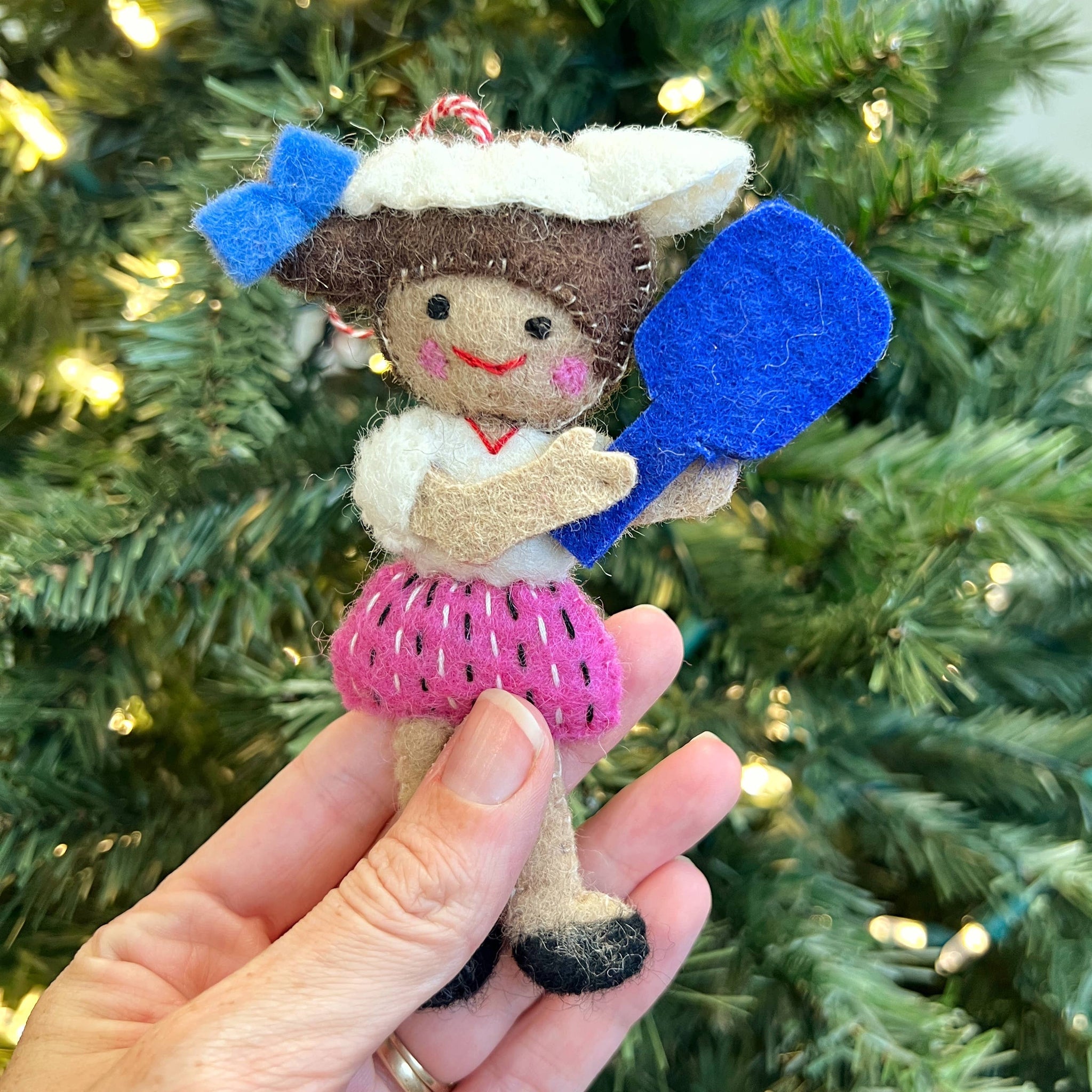 Pickleball Player Felt Wool Ornament 