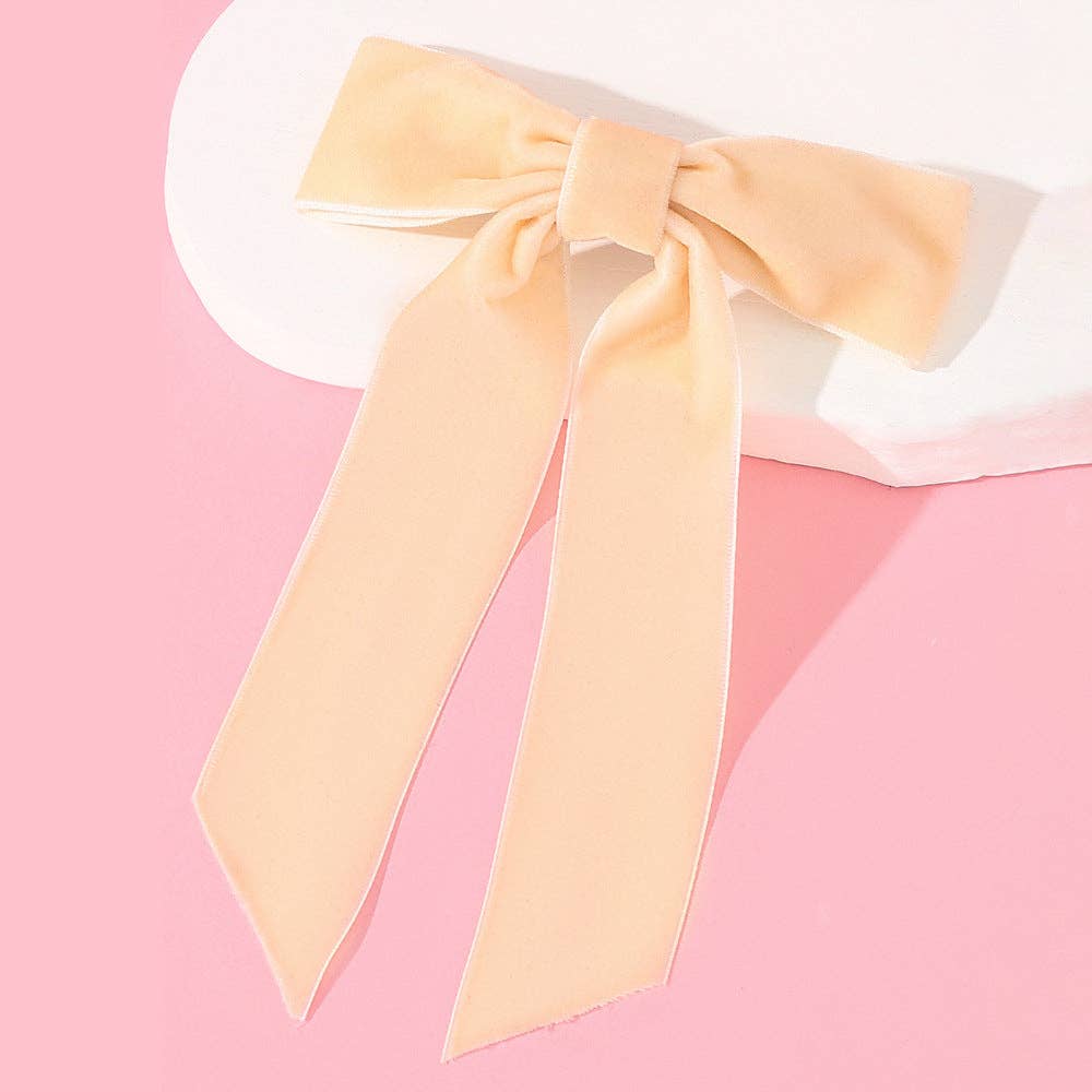 Velvet Single-Layer Long Tail Bow Hair Clip