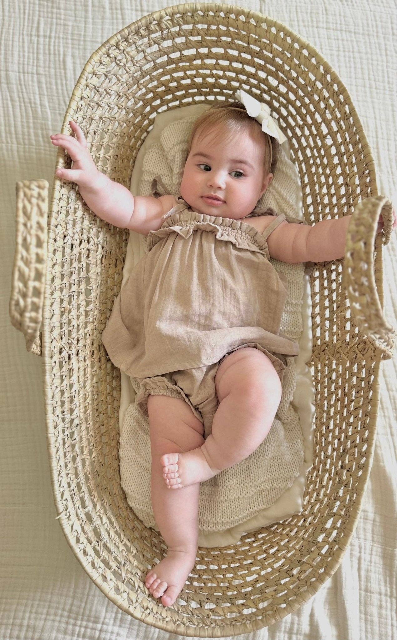 Bamboo Muslin Tie Dress - Tan