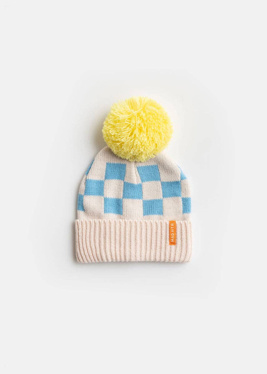 Toddler Mad Hatter Checkered Beanie - Blue