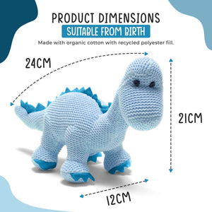 Blue Diplodocus Dinosaur Baby Rattle