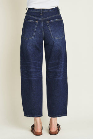 Harlow Darted High Rise Barrel Jean, Dark Worn