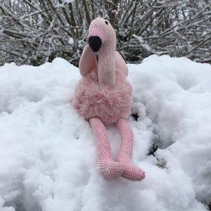 Knitted Pink Flamingo Baby Rattle