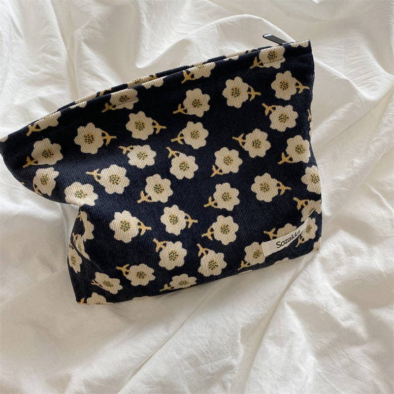 Corduroy Plum Blossom Cosmetic Bag