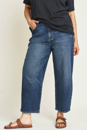 Harlow High Rise Barrel Jean, Dark Aged Vintage