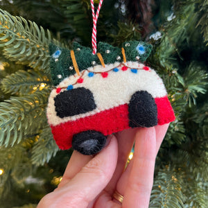 Camper Felt Wool Christmas Ornament  