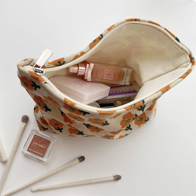 Corduroy Plum Blossom Cosmetic Bag