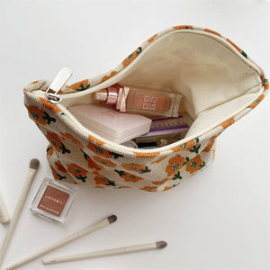 Corduroy Plum Blossom Cosmetic Bag