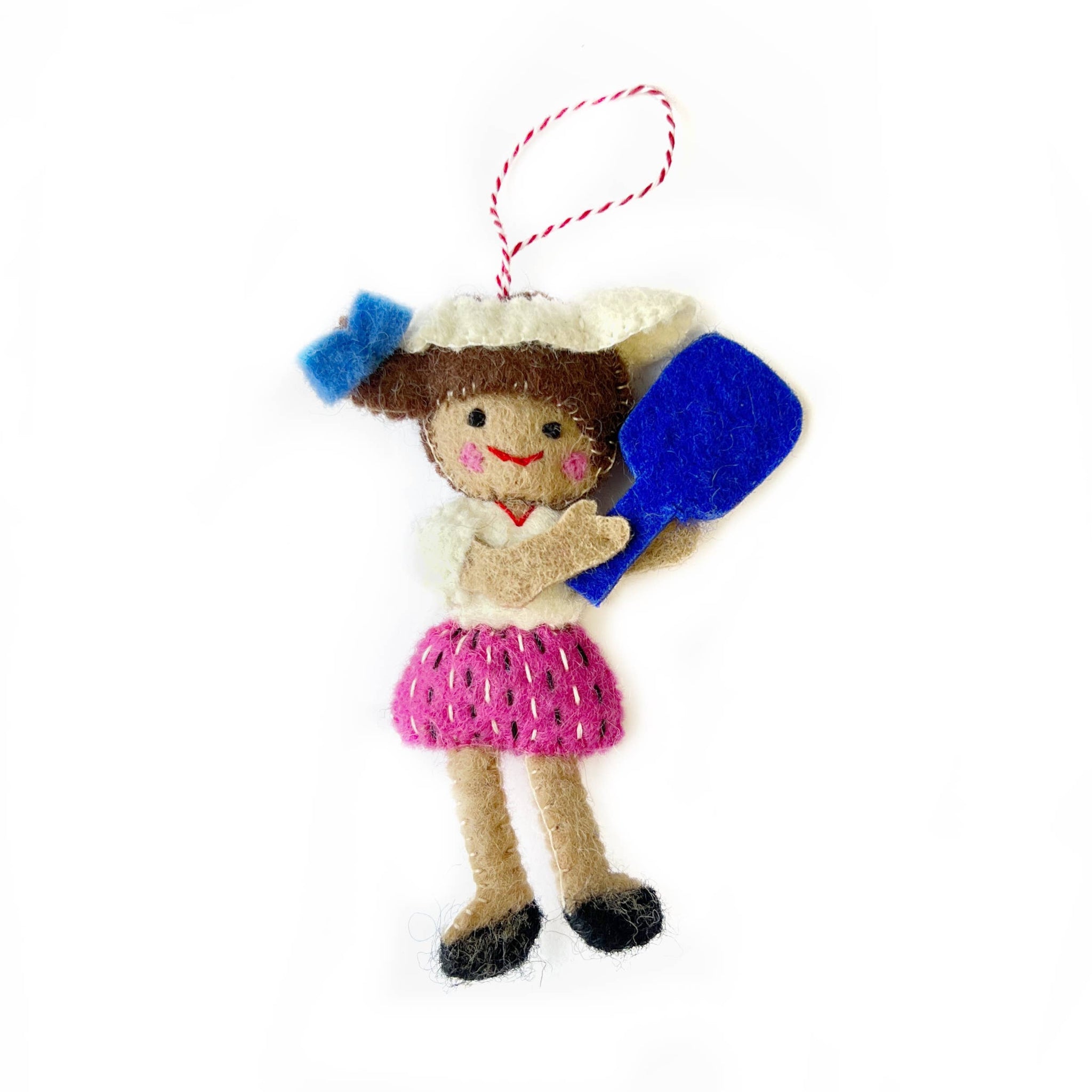 Pickleball Player Felt Wool Ornament 