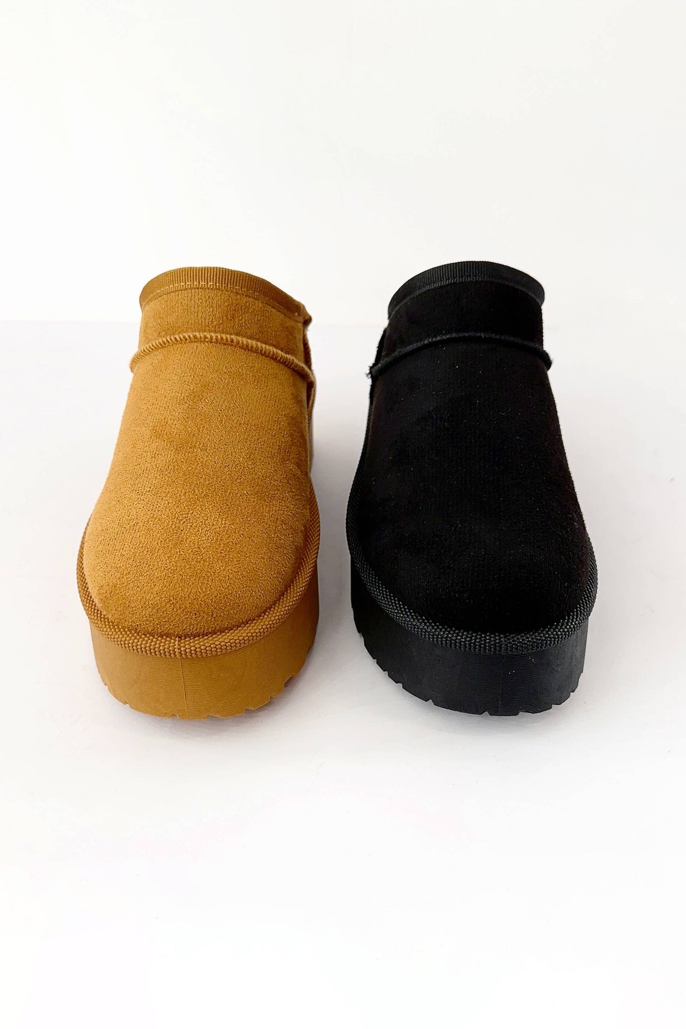 Ankle fur-lined platform sherpa slipper