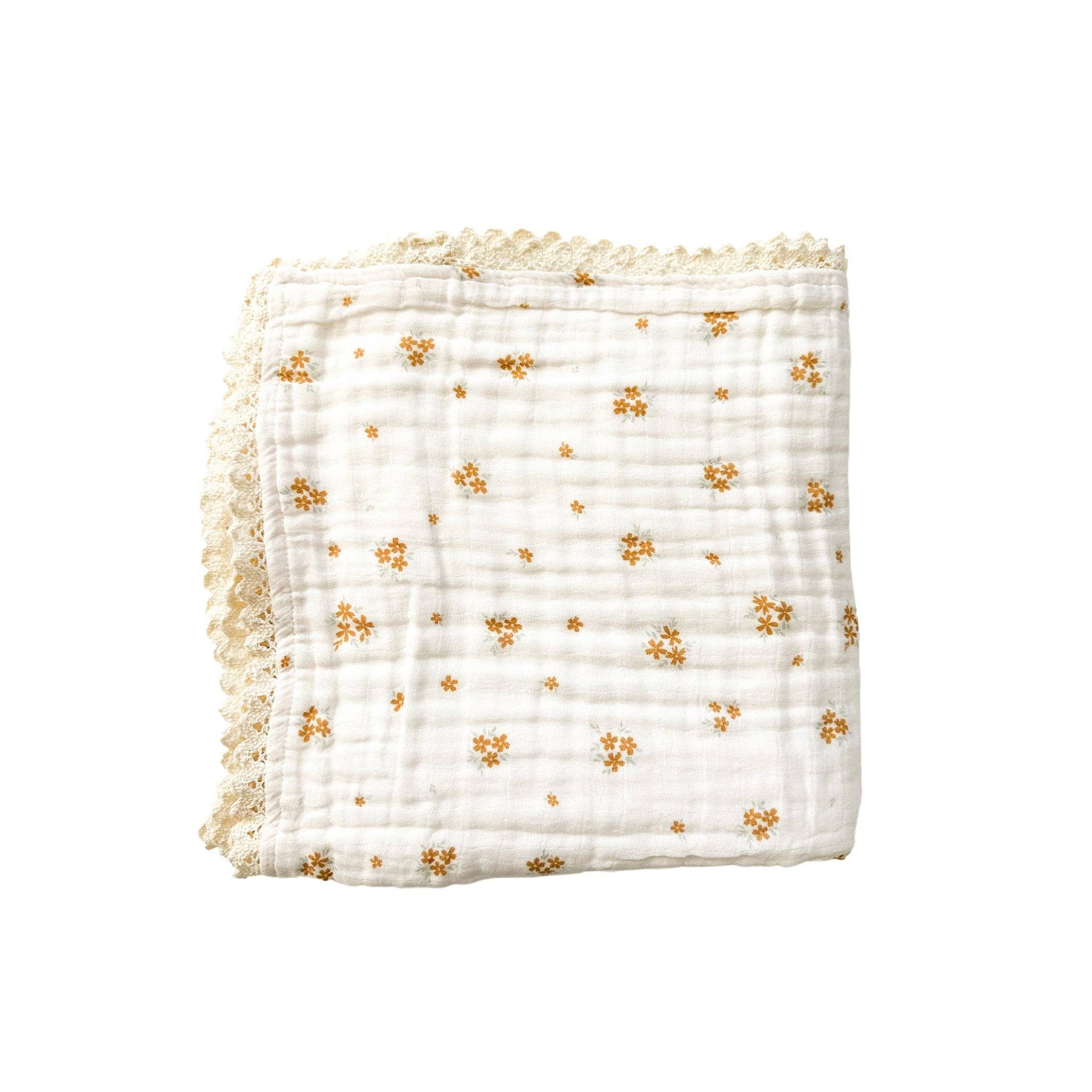 Muslin 6-Layer Blanket - Mustard Bloom Lace