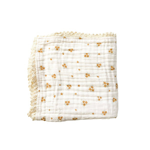 Muslin 6-Layer Blanket - Mustard Bloom Lace