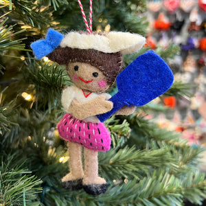 Pickleball Player Felt Wool Ornament 