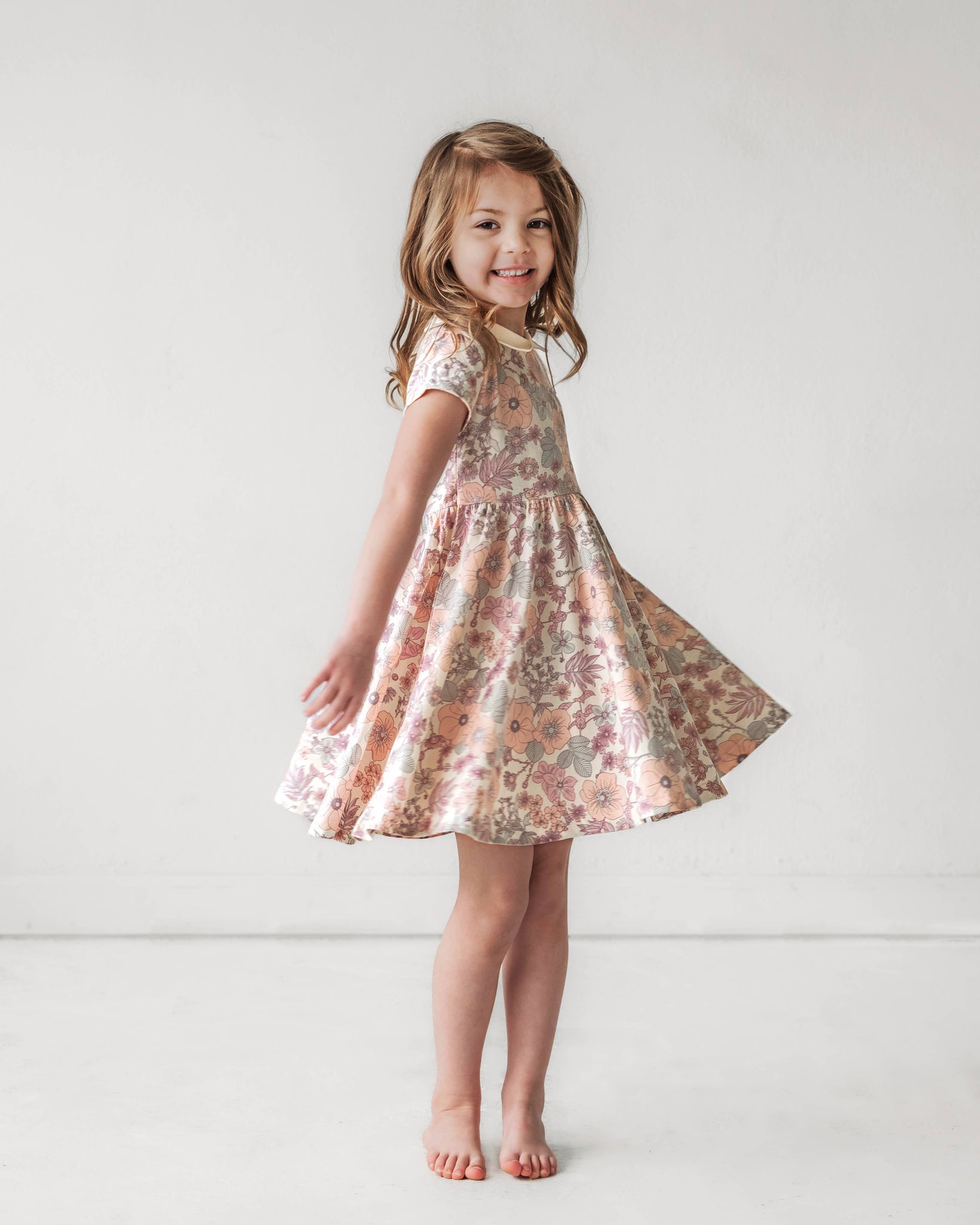 Collar Twirl Dress- Vintage Floral