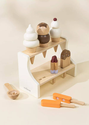 Wooden Ice Cream Stand and Accessories