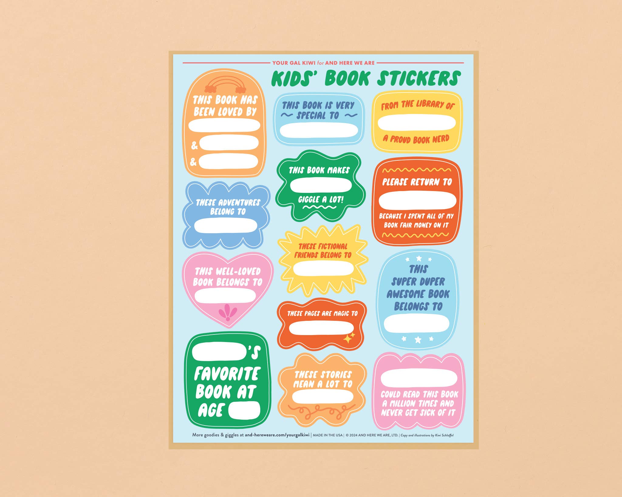 Kids' Book Plate Sticker Sheet